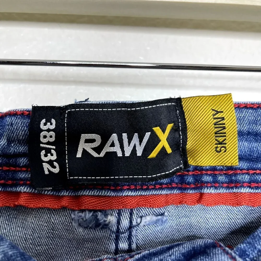 Raw X Skinny Jeans Mens 38x32 Actual 38x30 Medium Wash Stretch Denim Pockets
